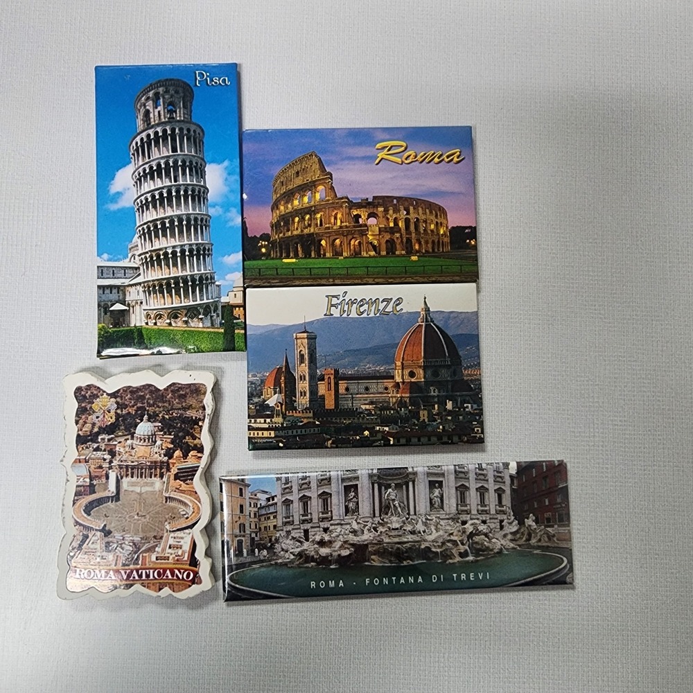 Vintage Lot Of 5 Italy Landmarks Fridge Magnets Refrigerator Italy Souvenir Gift